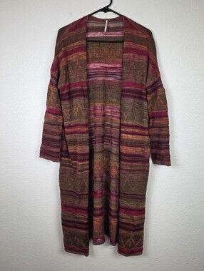 Free People Boho Sheer Aztec Lightweight XS Cardigan Sweater
